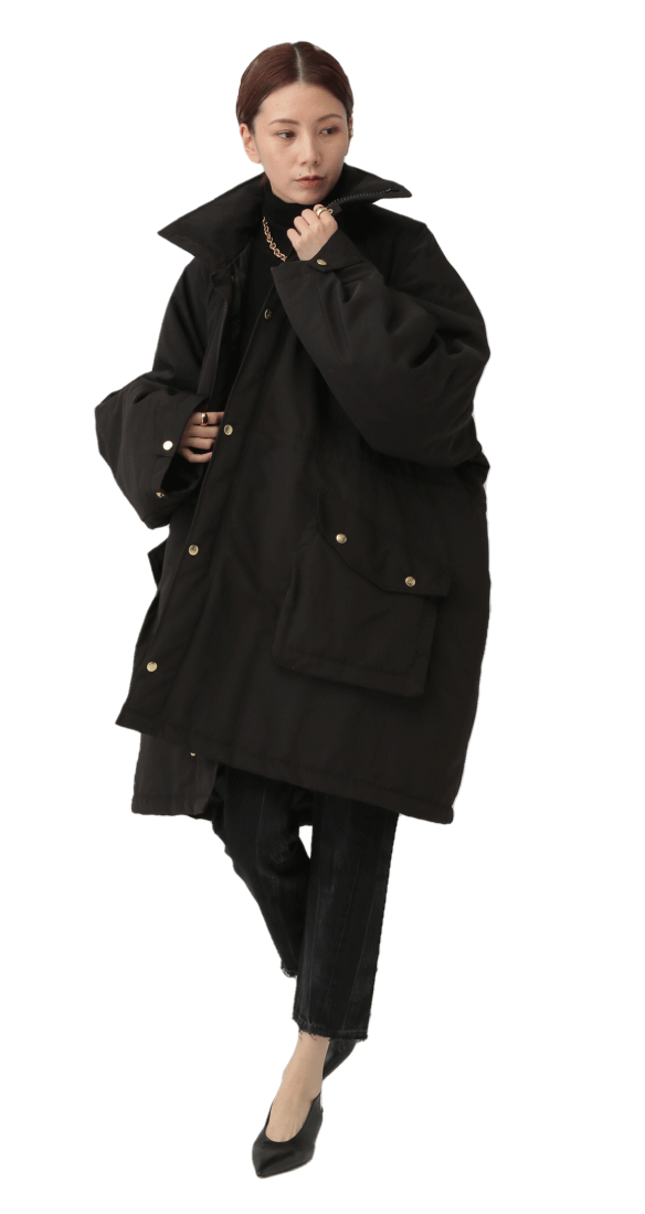 袖丈83cmCurensology スウェーディッシュモッズコート ブラック 大きいサイズ