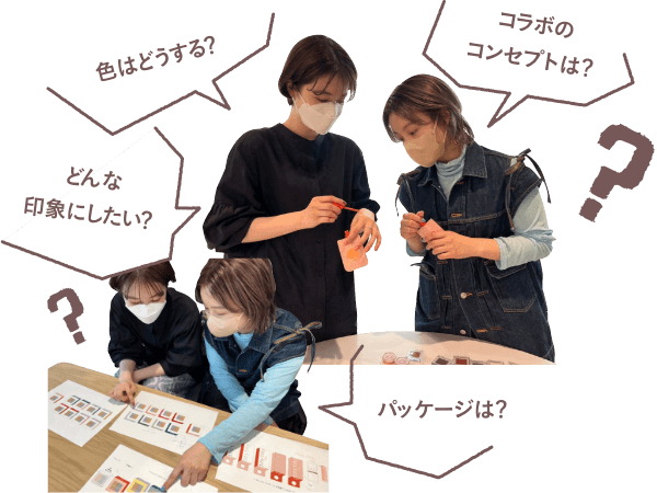 色はどうする？コラボのコンセプトは？どんな印象にしたい？パッケージは？